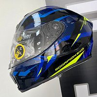 Шлем Scorpion EXO-391 AAXO blk/blue/yellow L 139-474-66-05 L фото вид спереди | Moto-Bazar