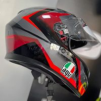 Шлем AGV K3 Striga matt.black/grey/red M 2118381001-018 M фото вид спереди | Moto-Bazar